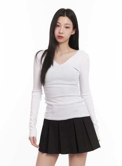 buttoned-v-neck-long-sleeve-top-cm518