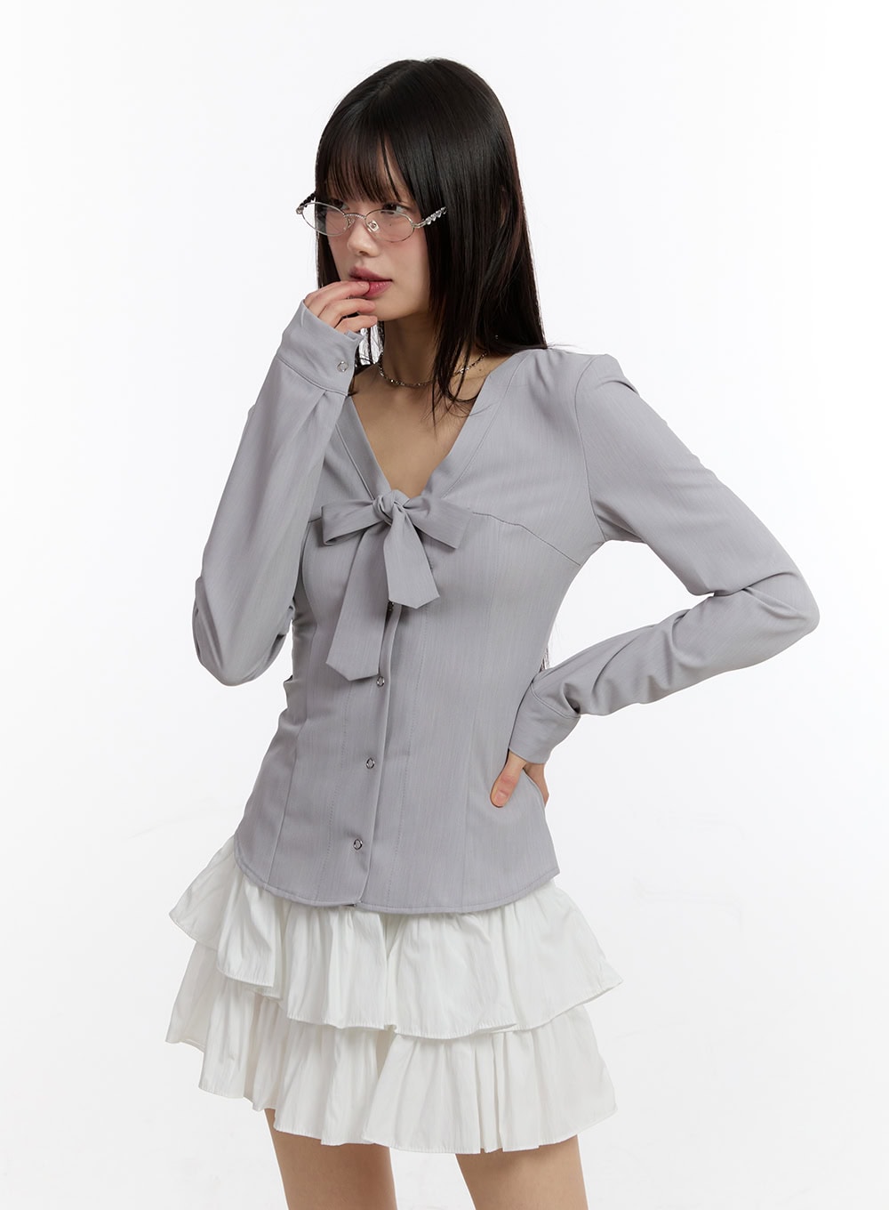 ribbon-tie-v-neck-blouse-top-ca509