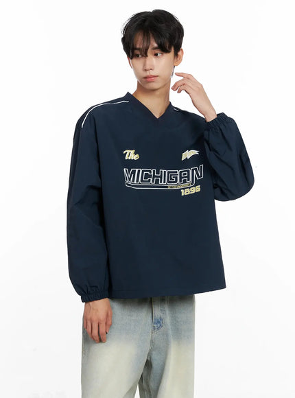 mens-v-neck-lettering-windbreak-pullover-io517