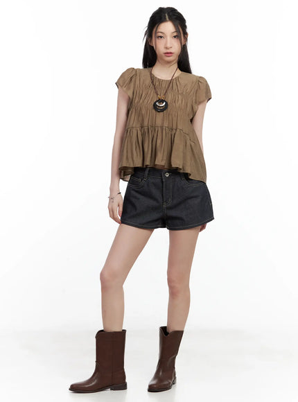 tiered-puff-sleeve-blouse-cl501