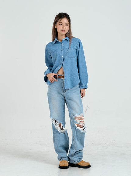 Ripped Maxi Denim Pants Unisex CO14