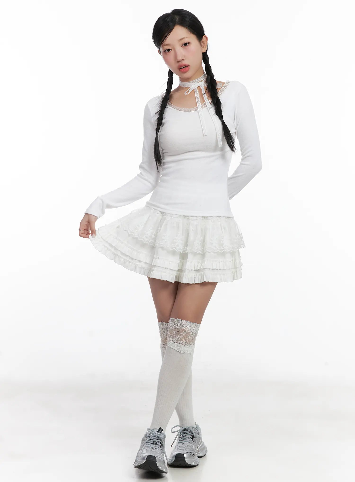 lace-trim-top-and-ruffle-skirt-set-cn528