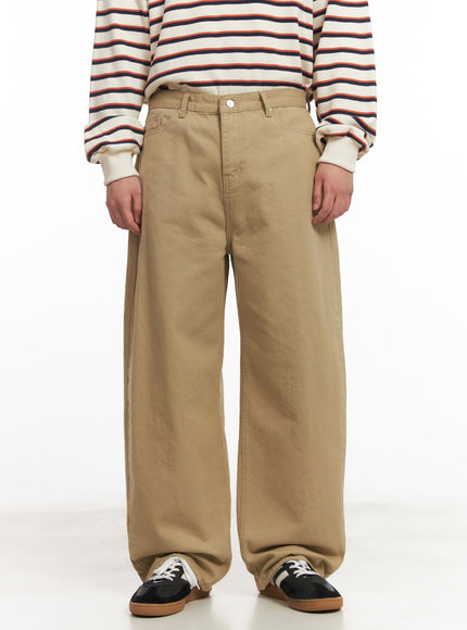 mens-wide-fit-cotton-pants-im514 / Beige
