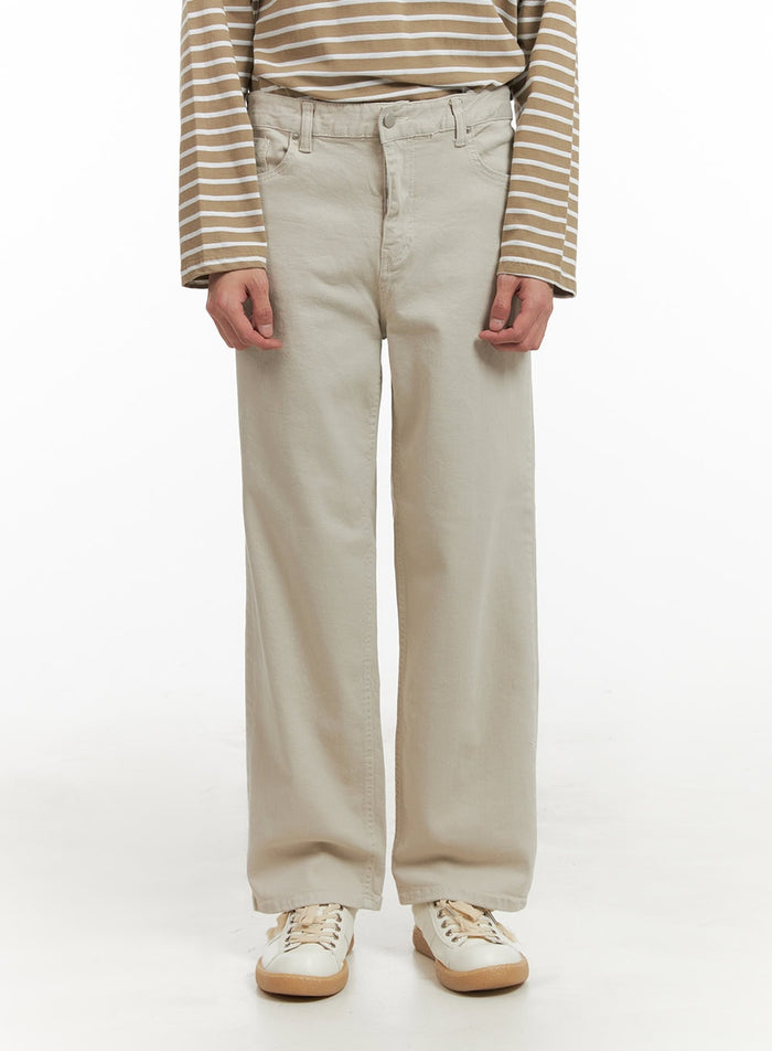 mens-basic-cotton-pants-beige-iy410 / Beige