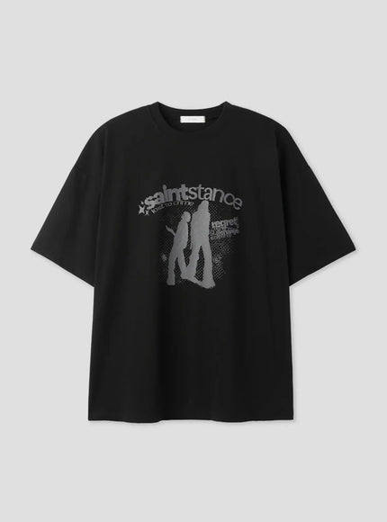 oversized-graphic-t-shirt-il516 / Black