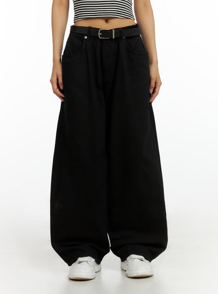 solid-wide-leg-pants-il419 / Black
