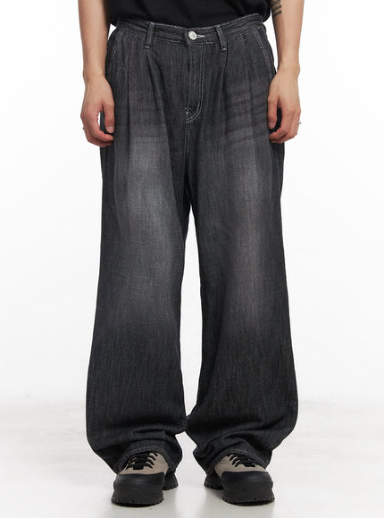 mens-pintuck-linen-comfort-jeans-iy508 / Black