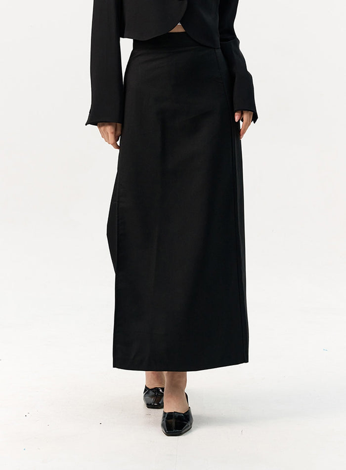 elegant-slit-long-skirt-io320 / Black