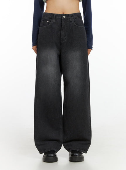 haven-black-washed-wide-jeans-is427 / Black