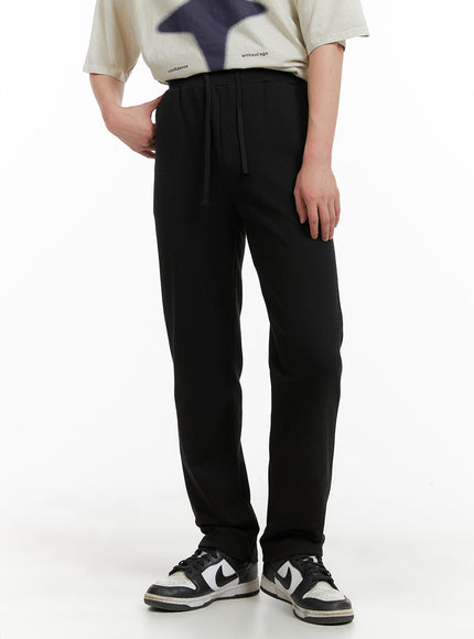 mens-cotton-straight-pants-ia401 / Black