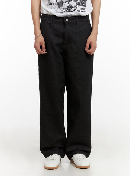 mens-wide-fit-cotton-pants-il403 / Black