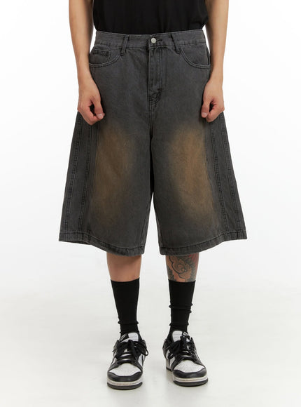 mens-washed-baggy-jorts-black-iu419 / Black