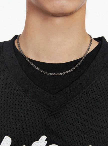 mens-braided-twist-chain-necklace / Black