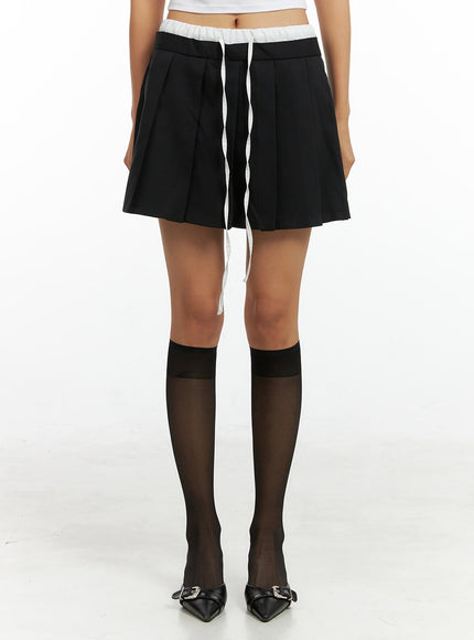 pleated-bandeau-layered-mini-skort-ig405 / Black