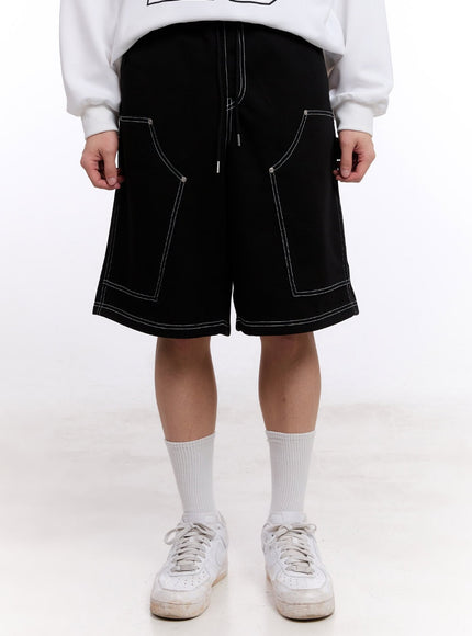 mens-stitched-carpenter-wide-leg-jorts-im512 / Black