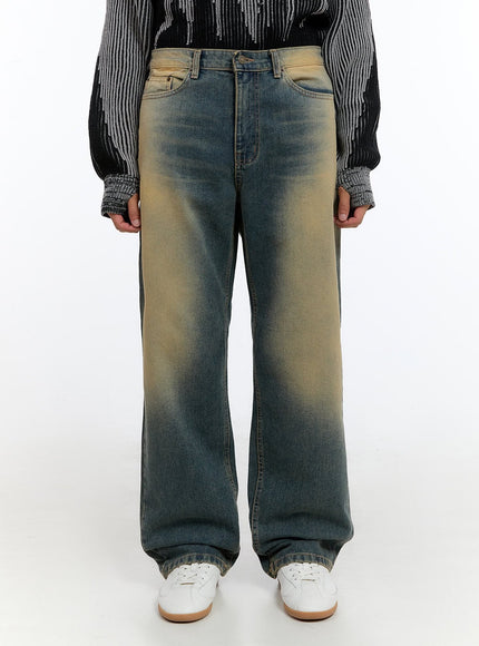 mens-yellow-denim-wide-leg-jeans-is413 / Blue