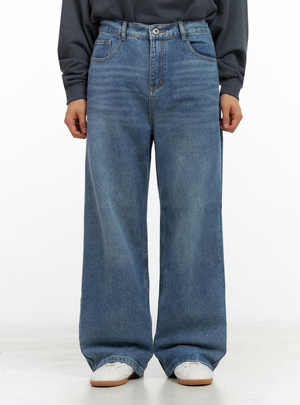 mens-washed-wide-leg-jeans-in426 / Blue