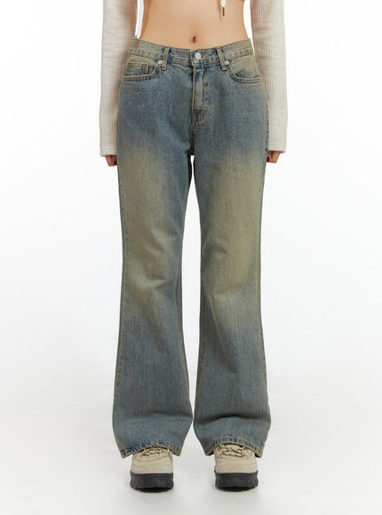 bambi-yellow-washed-boot-cut-jeans-is427 / Blue