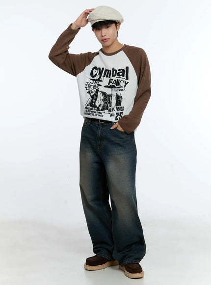 mens-retro-long-sleeve-shirt-ig519 / Brown