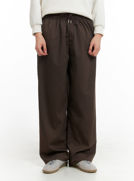 mens-banded-wide-leg-trousers-ia401 / Brown