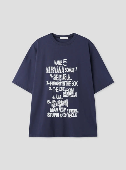 retro-nirvana-print-graphic-t-shirt-il516 / Dark blue