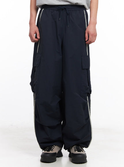 men-s-cargo-balloon-fit-windbreaker-pants-dark-blue-iu512 / Dark blue