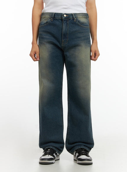 mens-wide-leg-denim-jeans-io420 / Dark blue