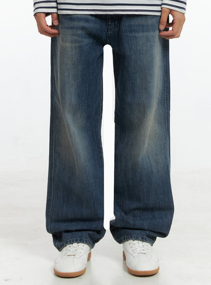 mens-denim-blue-wide-fit-jeans-io402 / Dark blue
