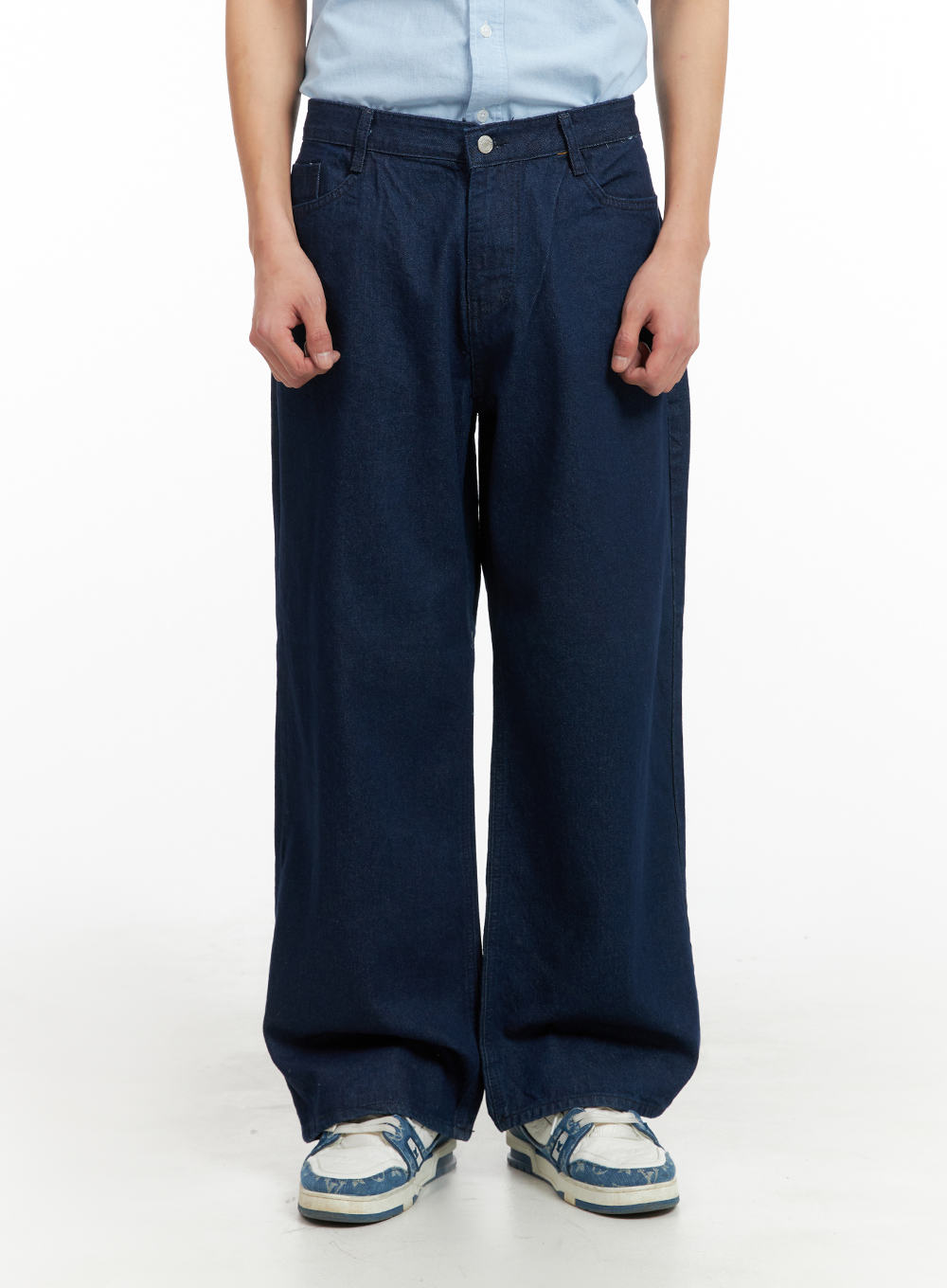 mens-straight-leg-denim-pants-ia402 / Dark blue