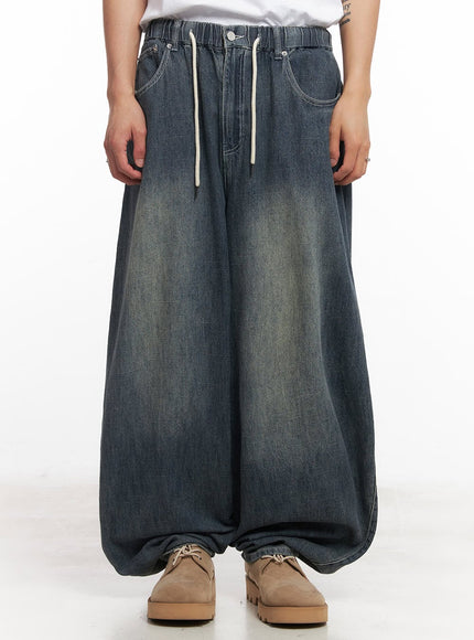 mens-summer-drawstring-jeans-iy508 / Dark blue