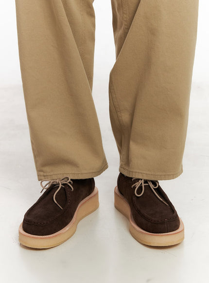 mens-suede-lace-up-loafers-im514 / Dark brown