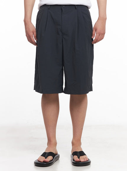 mens-wide-fit-nylon-pintuck-shorts-iy522 / Dark gray