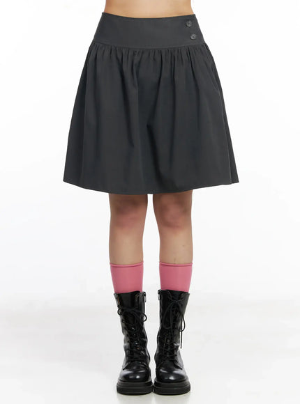 two-button-flared-midi-skirt-cf506-1 / Dark gray