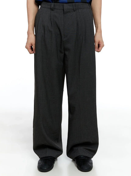 mens-pintuck-wide-leg-pants-ig520 / Dark gray
