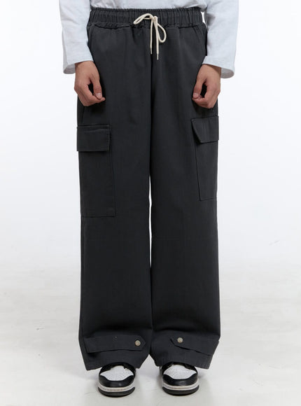 mens-wide-fit-cargo-cotton-pants-ig428 / Dark gray