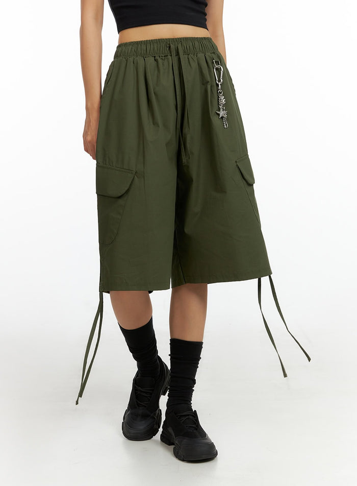 polyester-cargo-long-shorts-il409 / Dark green