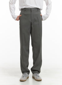 mens-solid-straight-fit-trousers-ia402 / Dark green