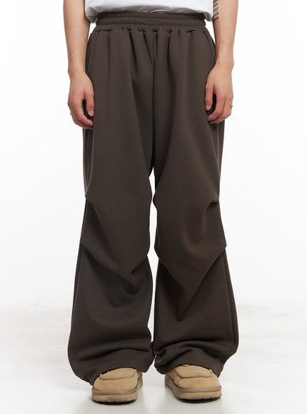 mens-pintuck-windbreaker-pants-iy508 / Dark green