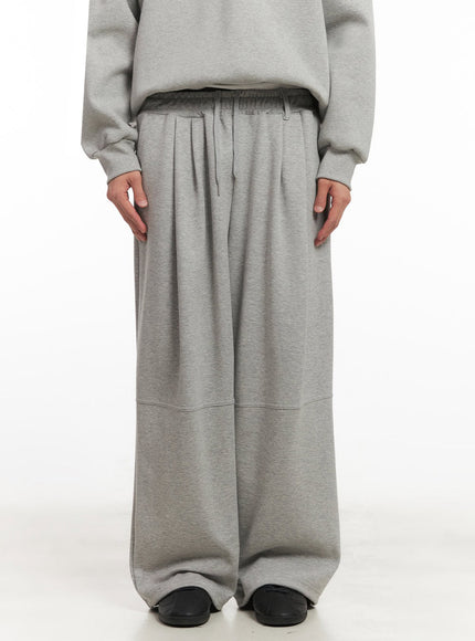 mens-pintuck-wide-leg-sweatpants-ia510 / Gray