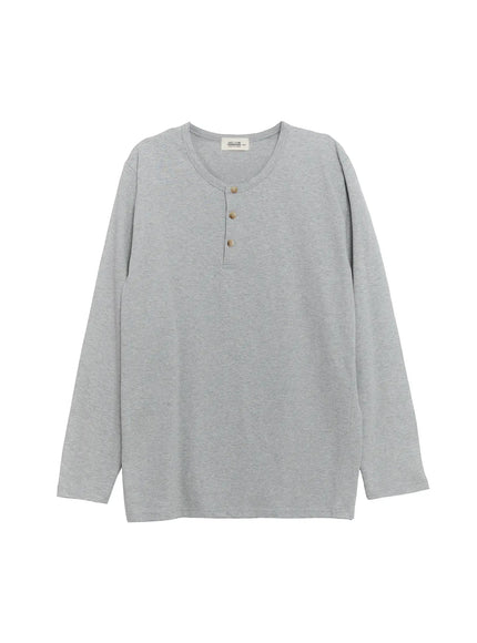 mens-henley-neck-long-sleeve-tee-ig512 / Gray