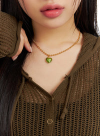 heart-charm-necklace-if421 / Green