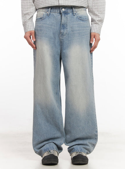 mens-wide-fit-washed-denim-jeans-ia510 / Light blue