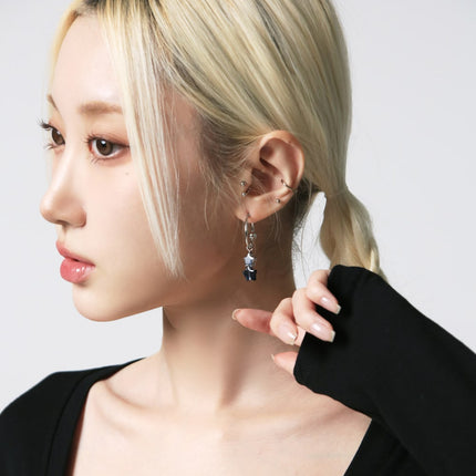 double-star-hoop-earrings-ij419 / Light gray