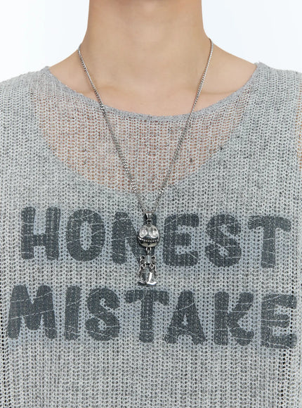 mens-skull-charm-necklace-il529 / Silver