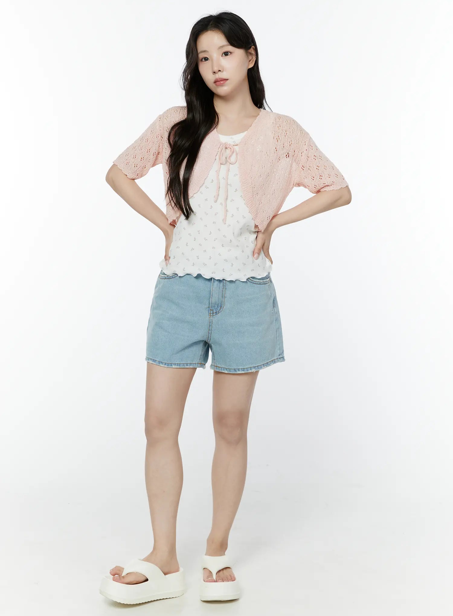 Half Sleeve Lace Knit Cardigan IY507