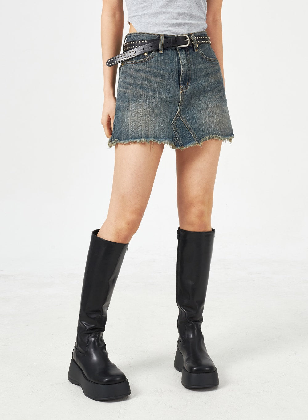 Mid-Rise Denim Mini Skirt CM321