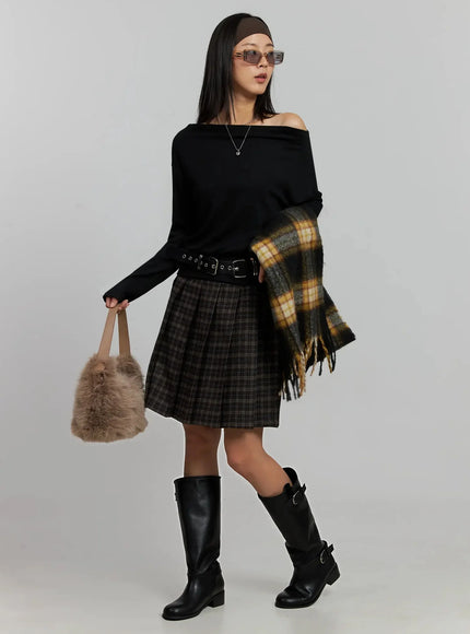 plaid-pleated-midi-skirt-ij502