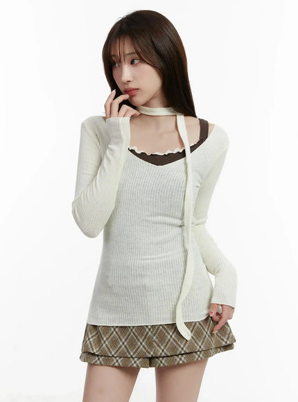 ribbed-v-neck-top-and-scarf-set-ij521