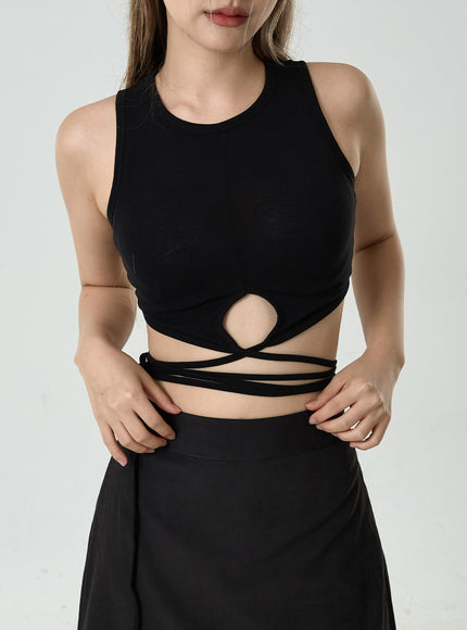 Waist Strap Cropped Tank Top CU8