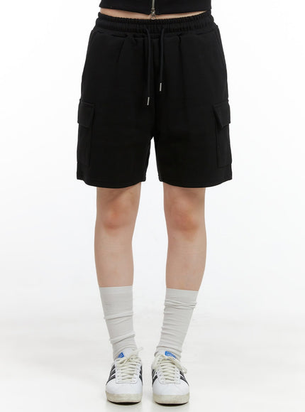 banded-cargo-sweat-shorts-cg408 / Black